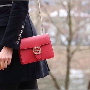 Authentic Gucci Interlocking G Red Leather Bag
